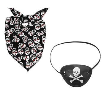 Craniu Fantomă Văl w/Singur Ochi Pirat Ochi Căpitan Pirat Costum Dotari Petic Bandană Halloween Cosplay Cosplay