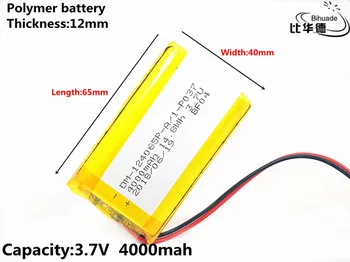 Litru de energie a bateriei Bun Qulity 3.7 V,4000mAH,124065 Polimer litiu-ion / Li-ion pentru JUCĂRIE,POWER BANK,GPS,mp3,mp4