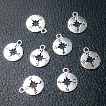 20buc Argint Placat cu Busola Farmecul de Epocă Cercei Bratara Pandantiv DIY Bijuterii din Metal Artizanat 17*14mm A2293