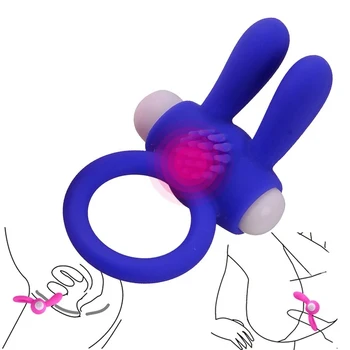 Elastic Iepure Penis Vibrator Inel de Întârziere Ejacualtion Jucarii Sexuale pentru Barbati Silicon Penis Vibrator Inel Stimula Clitorisul Inel pentru Penis