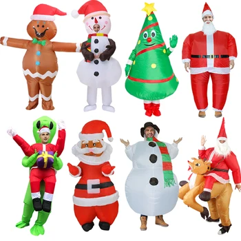 Moș Crăciun de Echitatie pe Moș Crăciun Aer Sufla Costum Spoof Cosplay Gonflabile Datini Dimensiune Adult pentru Festivalul de Crăciun