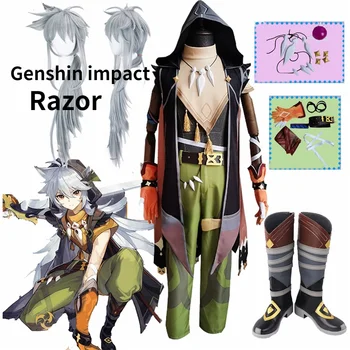 Joc Anime Genshin Impact Ras Genshin Cosplay Costum Pantofi Colier Uniformă Peruca Anime Petrecerea De Halloween Costum Seturi Complete Peruci
