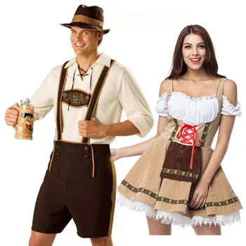 Tradițional Bavarez Cupluri Oktoberfest Paradă De Costume, Taverna Barman, Chelnerita Costum Cosplay Carnaval Rochie Elegantă De Petrecere