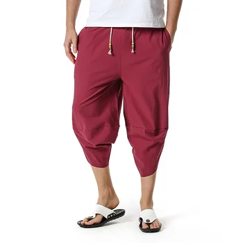 2022 Vara Noi Bărbați Pantaloni Harem Cordon de Bărbați Lenjerie Pantaloni Casual Micro-stretch de Culoare Solidă Petrecere în aer liber Pantaloni