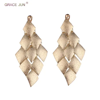 GRACE JUN Piata Mare Multi-strat de Formă Geometrică Clip Cercei pentru Femei de Moda de Lux Fara Piercing Cercei Statement