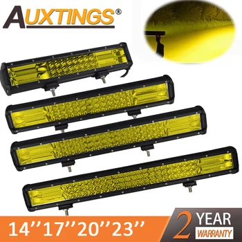 Auxtings 20 Inch Led Galben 4x4 Offroad Light Bar Pentru tracțiune integrală 4WD Camioane SUV ATV Trailer Grinzi Amber Munca de Conducere Luminile Lămpilor de Ceață