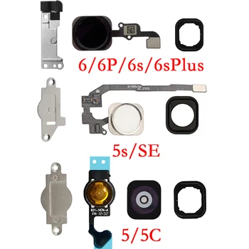 Pentru iPhone 5 5c 5s 6 6P 6s Plus Butonul Home Key Flex Cablu Si Suport de Metal Titular Cu Garnitură de Cauciuc Înlocuire