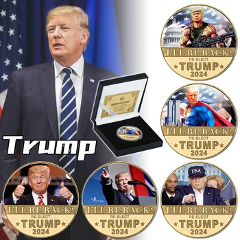 WR 2024 Donald Trump Placat cu Aur Comemorative, Monede de Colecție, statele UNITE ale americii Președintele Moneda Originală Set de Cadouri pentru Om Dropshipping