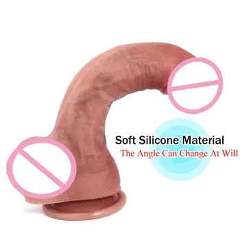 18.5 cm Simulare Vibrator Realist Alunecare Preputului G spot Stimula Clitorisul cu Penisul Moale de Silicon Pula Mare Jucarii Sexuale pentru Femei