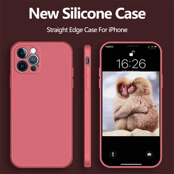 Nou Original Pătrat Lichid de Silicon de Caz pentru iPhone 14 13 6 6s 7 8 Plus X XR XS 11 12 Pro Max SE 2 3 Camera Pungă de Protecție Acoperă