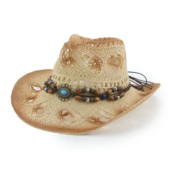soare, pălării de cowboy vest panama margine largă cu bandă belted pălării de paie naturale rafie de vară de lux țese manual bărbați femei pălării