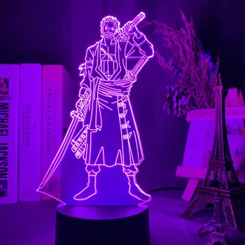 Roronoa Zoro 3D LED RGB Lumina de Noapte În 7 Culori Schimbare lampa de Birou Cifrele de Acțiune 1376 Copii Acasă Jucării de Crăciun