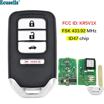 3+1 Buton Inteligent de la Distanță Cheie FSK 433,92 MHz 47 Cip pentru Honda Civic Accord, Acura MDX RDX ILX TLX 2014-2019 FCC ID: KR5V1X