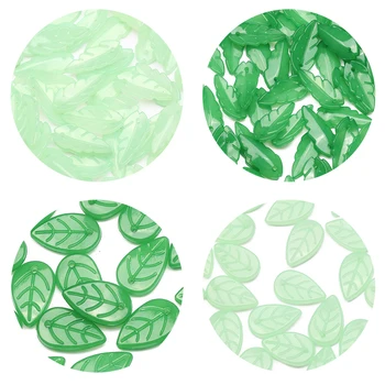 50/100buc 24x10mm/18x11mm Formă de Frunze Acrilice Pandantive Culoare Verde Vrac Margele Spacer Pentru a Face Bijuterii DIY Accesorii lucrate Manual