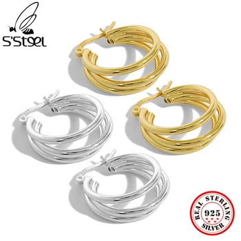 S ' STEEL Multi-strat Designer de Hoop Cercei Cadouri Pentru Femei Argint 925, Cercei de Aur Modern Minimalist Cercei Bijuterii
