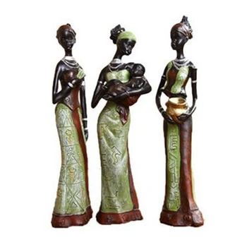 3pcs/set Femeile Africane Figurine de Rasina de Artizanat Tribal Doamna Statuie Exotice Papusa Suport Lumanare Cadou Home Decor Sculpturi