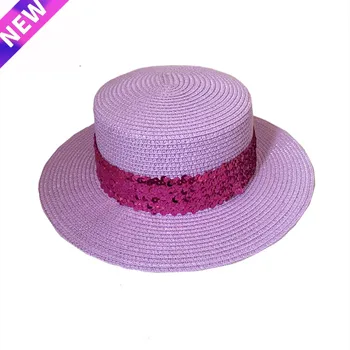 Palarie de soare pentru Femei Violet paiete Paie Soare, Plajă Clasic Pălărie Margine Largă Panama Bărbați UV Capac de Protecție chapeau femme 2021