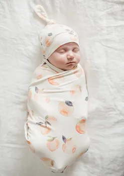 Copil nou-născut Turban swap Copil pălărie +Înfășa Pătură Fată Băiat Piersic Baby Wrap