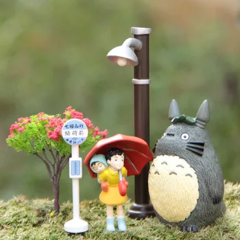 5PCS/o Mulțime Hayao Miyazaki Scene de Film Totoro Vecinul Figura Anime Figurine Papusi Jucarii Accesorii Lampă de Stradă Modele în Miniatură