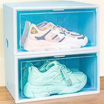1 Cutii Transparente Cutie De Pantofi Pantofi Organizatorii Plastic Îngroșat Adidași Cutie Praf De Stocare De Caz Care Pot Fi Stivuite Dulap Pantofi Vânzare
