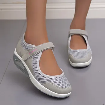 Perna Platforma Adidasi Femei Ochiurilor De Plasă Respirabil Primavara-Vara Pantofi Casual Femei Plus Dimensiune 44 Curea Glezna Apartamente Zapato Mujer