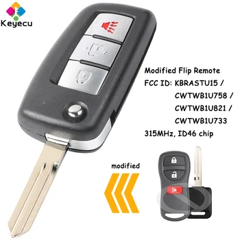 KEYECU Modificat Flip-Telecomanda Cheie Auto Cu 315MHz Cip ID46 - FOB pentru Nissan pentru Infiniti FX35 FX45 FCC ID: KBRASTU15 CWTWB1U733