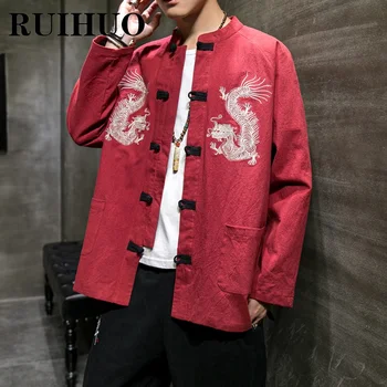 RUIHUO Dragon Chinezesc Brodate Sacou Bărbați Haina Stil coreean Varsity Sacou Pentru Bărbați Stil 5XL 2022 Noi Sosiri
