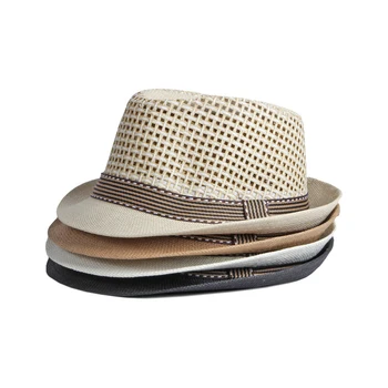 Bărbați Iarba Țesute Gol Afară Respirabil Jazz Pălărie de Vară pentru Adulți Plajă cu protecție Solară Găleată Pălărie de Femei de Agrement Pălărie Panama Pălărie de Soare ochiurilor de Plasă