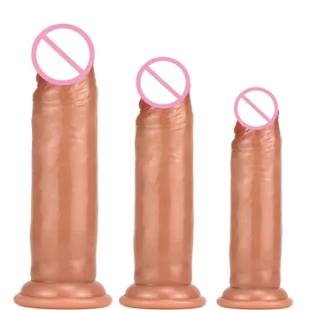 3 Dimensiunea Piele-senzație de Preput Mare Vibrator din Silicon pentru Penis Dublu Strat ventuza Dildo-uri Pentru Femei Pula punctul G Feminin Masturbator
