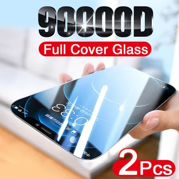 90000D 2 BUC Plin de Acoperire de Protecție, sticlă Pentru iPhone 11 12 Pro X XR XS Max Sticla de Pe iPhone 6 7 8 Plus SE Screen Protector