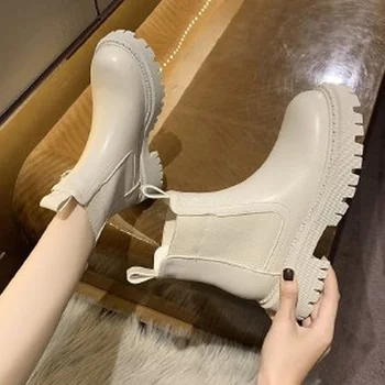 2021 noua moda doamnelor alb glezna cizme cu toc femei pantofi platforma negru gotic din piele punk glezna cizme pentru femei