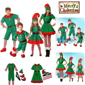 Crăciun Costum De Elf Petrecerea De Crăciun De Familie Jocul De Rol Tinuta Verde Moș Crăciun Performanță Îmbrăcăminte Fantezie Rochie Copii Pentru Adulți