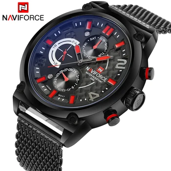 Naviforce Brand de Lux pentru Bărbați din Oțel Inoxidabil Ceasuri Analogice Bărbați Cuarț 24 de Ore Data Ceas Fashion Casual Sport Wirst Ceas