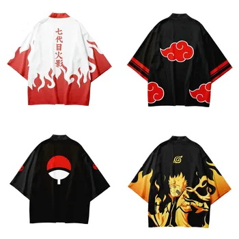 Vara Casual cu Maneci Scurte kimono cardigan Sasuke 3D Kimono Japonez Haori Yukata Cosplay Femei/Barbati Streetwear Kakashi