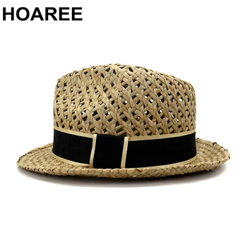 HOAREE Paie Pălărie Trilby Bărbați palarie de soare pentru Femei Pălării de Vară Gol Afară de sex Masculin de sex Feminin Stil Britanic Vacanță pe Plajă de pe Litoral Fedora