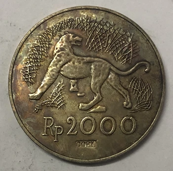 1974 Indonezia 2000 De Rupii Iavan Tigru Din Argint Placat Cu Copia Fisei