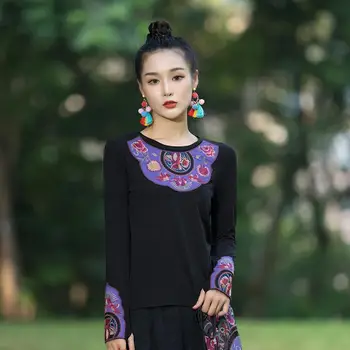 2022 tradițională chineză epocă hanfu topuri femeile național de broderie flori pulover o-neck bluza elegant oriental tang costum