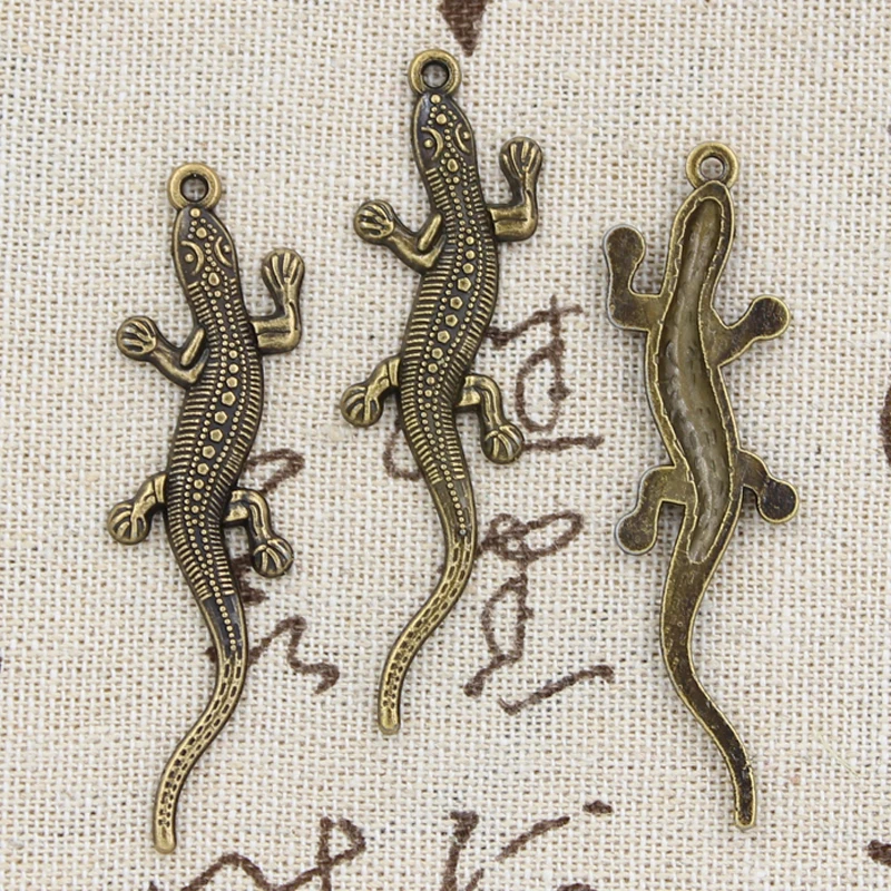 12pcs Farmece Șopârlă Gecko 56x15mm Handmade Pandantiv Făcându-se potrivesc,de Epocă TibetanBronze,DIY Pentru Bratara Colier Imagine 1