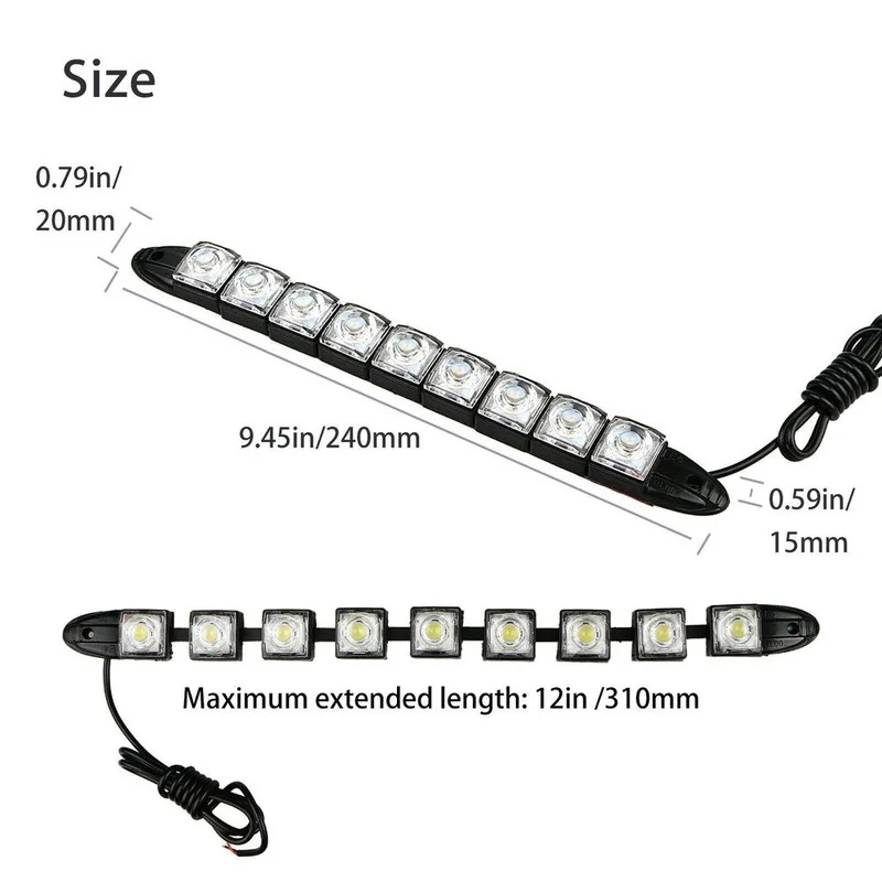 1pair 9 LED-uri 12V Lumini de Zi de Funcționare Flexibil rezistent la apa Mașină Lampa de Cap cu Led Lumina de Ceață Zi de Conducere de Șef de Lumină Imagine 1