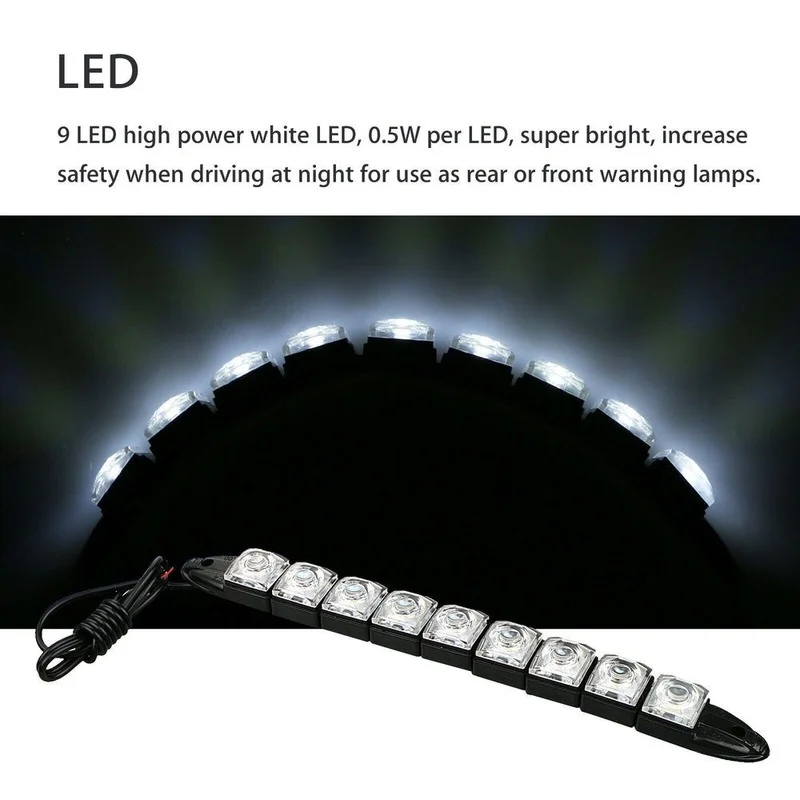 1pair 9 LED-uri 12V Lumini de Zi de Funcționare Flexibil rezistent la apa Mașină Lampa de Cap cu Led Lumina de Ceață Zi de Conducere de Șef de Lumină Imagine 5