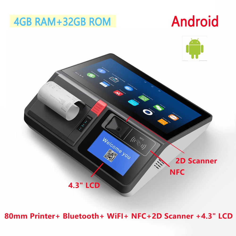 2022 Original Kcosit K116 Mașină Pos Windows/Android cu Imprimanta 80mm 11.6