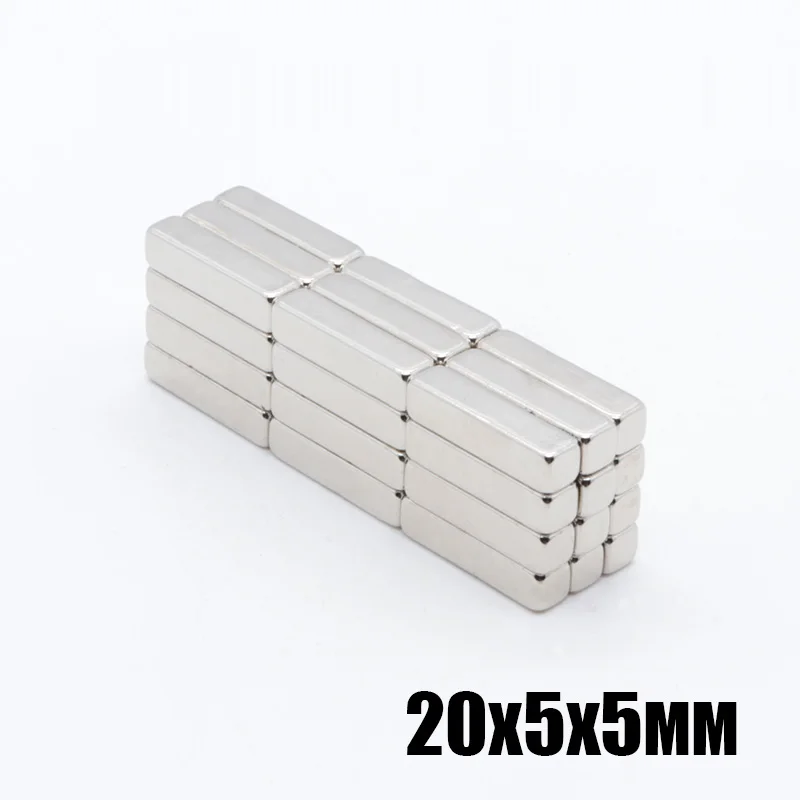 50pcs 20x5x5 mm Cuboid Bloc 20x5x5 mm foarte Puternic N35 de înaltă calitate de pământuri Rare magneți NdFeB 20*5*3 mm, Magnet de Neodim Imagine 1