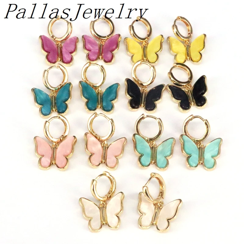 5Pairs Moda Acril colorat fluture cercei,design nou femeile Fată cercei de aur Fermecător Cadou Bijuterii Imagine 0