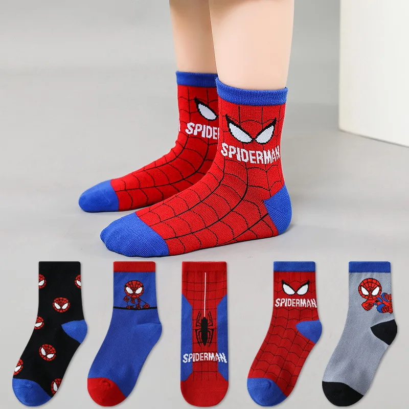 5Pairs Șosete pentru Copii Disney Spiderman desene animate anime Băieți de bumbac șosete copii Toamna iarna sosete Copii șosete Mărimea 0-12 Y Imagine 0