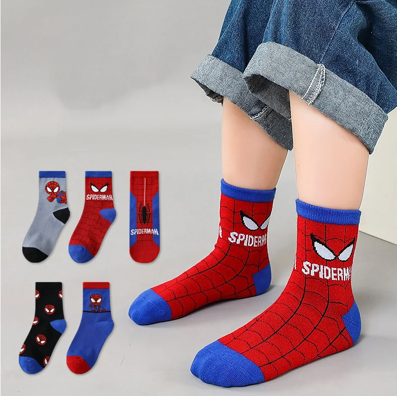 5Pairs Șosete pentru Copii Disney Spiderman desene animate anime Băieți de bumbac șosete copii Toamna iarna sosete Copii șosete Mărimea 0-12 Y Imagine 1