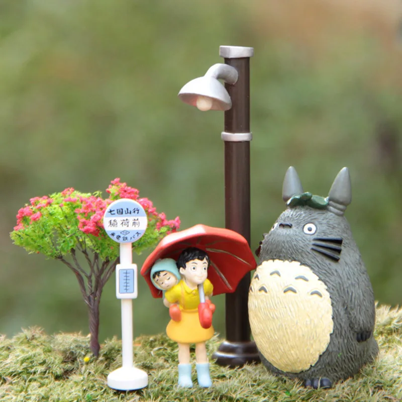 5PCS/o Mulțime Hayao Miyazaki Scene de Film Totoro Vecinul Figura Anime Figurine Papusi Jucarii Accesorii Lampă de Stradă Modele în Miniatură Imagine 0