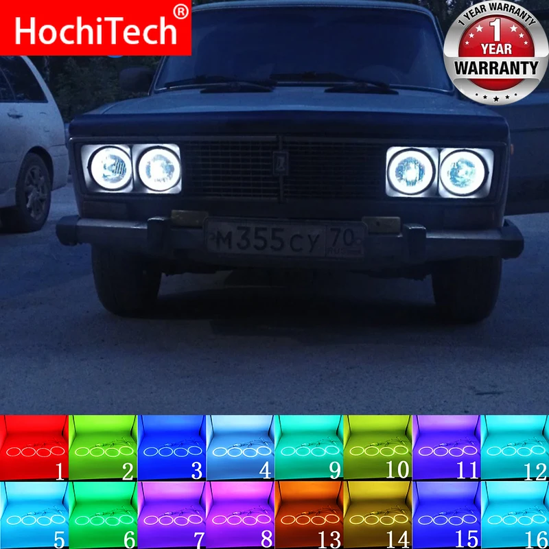 Cele mai recente Faruri Multi-color RGB LED Angel Eyes Inel Ochi DRL RF Control de la Distanță pentru Lada Vaz 2106 1976 - 2001 Accesorii Imagine 0