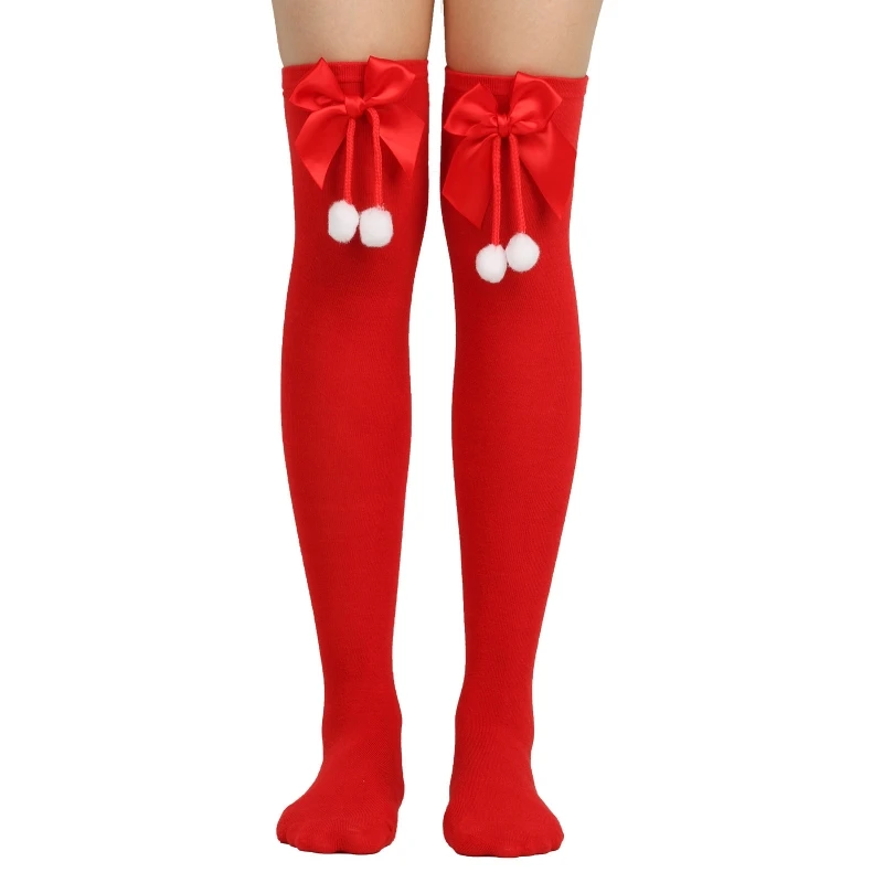 Ciorapi Cu Dungi Pentru Femei Peste Genunchi Șosete Lungi Crăciun Roșu Verde Bowknot Șosete Lungi Picior De Femeie Ciorapi Imagine 2