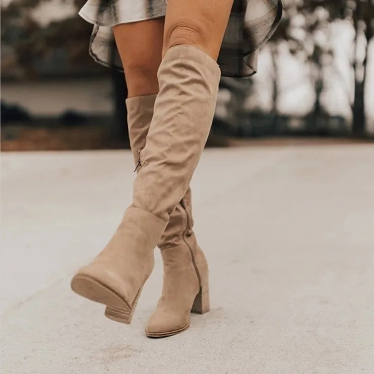 Femei Cizme Înalte 2022 Moda cu Fermoar Lateral Cizme, Pantofi cu Toc Femei Marimea 43 Femei Peste Genunchi Cizme Botas De Mujer Imagine 4