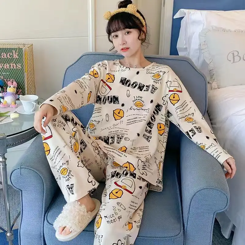 Femei de Moda de Desene animate Pijamale Costum coreeană Drăguț Casual Pijamale Pijama Haine de Acasă de Două piese de sex Feminin Liber Sleepwear Cămășuță de noapte Imagine 5